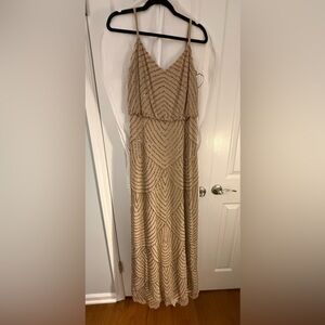Adrianna Papell Gold Beaded Maxi Dress